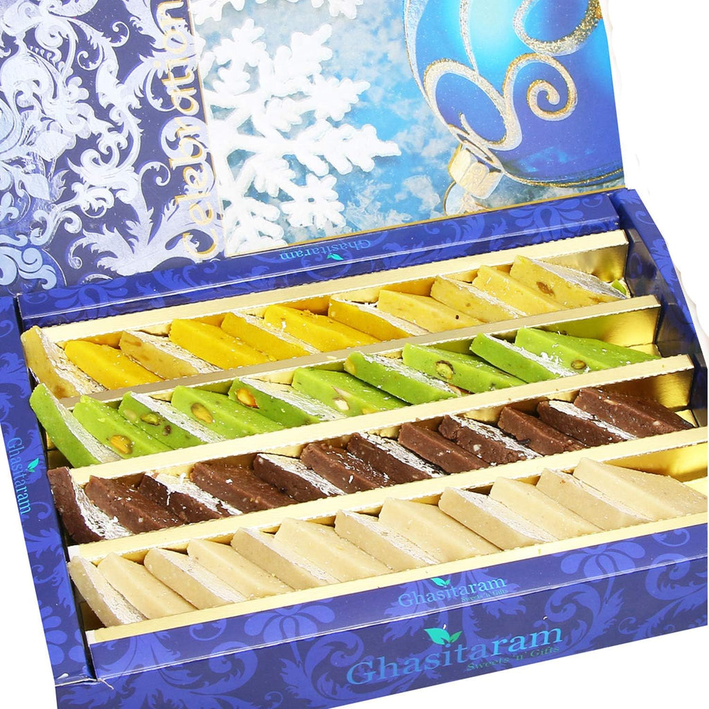 Ghasitaram Gifts Indian Sweets - Diwali Gifts Sweets- Pure Assorted Kaju Katlis 800 GMS