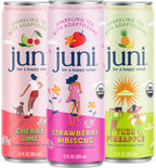 Juni Sparkling Adaptogen Drink with Ashwagandha, Lion’s Mane & Reishi Mushrooms | Green Tea for Focus, Zero Sugar, 5 Calories | Decaffeinated, Non Alcoholic Drinks – Variety Pack (12 Pack)