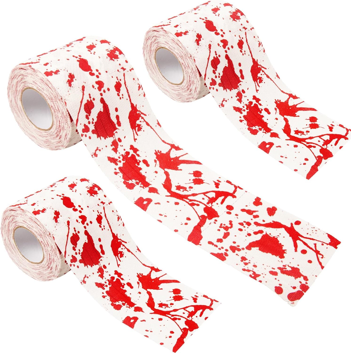 3 Rolls Halloween Bloodstain Toilet Paper Horror Bloodstain Pattern Toilet Paper Halloween Scary Bloody Paper for Spooky Haunted House Party Decoration