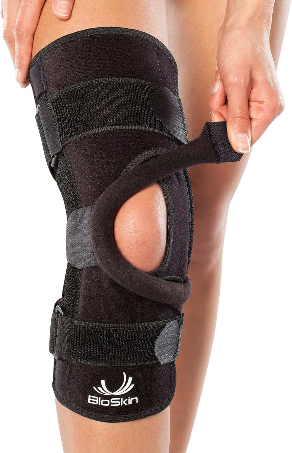 BioSkin Wraparound Patella Stabilizer Knee Brace for Patellofemoral Pain, Patella Tracking Disorders, Dislocation, and Subluxation, Left or Right Kneecap Tracking (M)