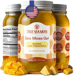 TrueSeaMoss Sea Moss Gel Mango Pineapple - Wildcrafted Seamoss Gel - 16 oz Glass Jar - Made in USA - Vegan - Non-GMO - Gluten-Free, Pack of 1 (Labels may Vary)