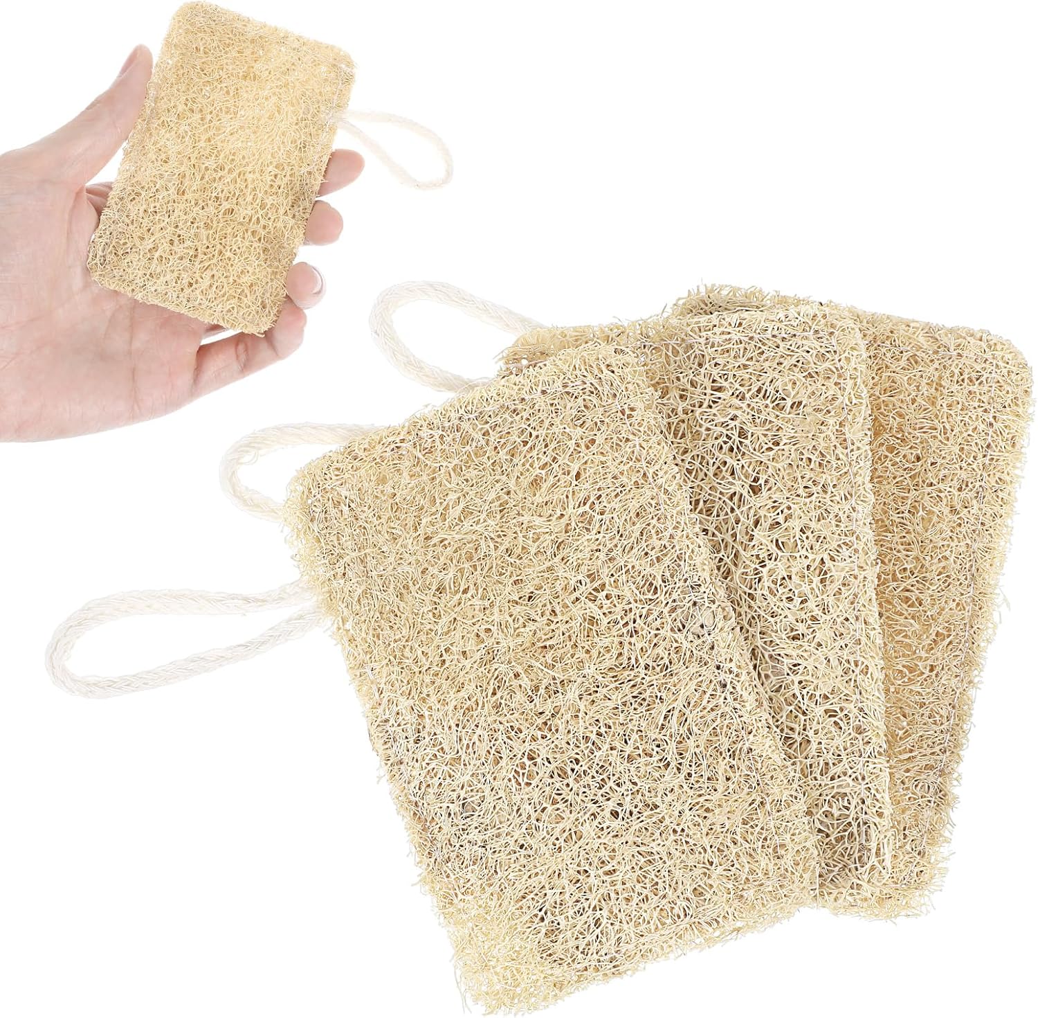 3Pcs Natural Loofa, 100% Real Natural Loofah Sponges Set, Loofah Sponge for Dishwashing, Luffa Sponges