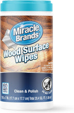 MiracleWipes for Wood Surfaces, Remove Dirt and Grime Buildup, Clean, Protect, and Polish Cabinets, Furniture, and Wood Floors, Great for Kitchen and Bathroom Cleaning Support - 60 Count