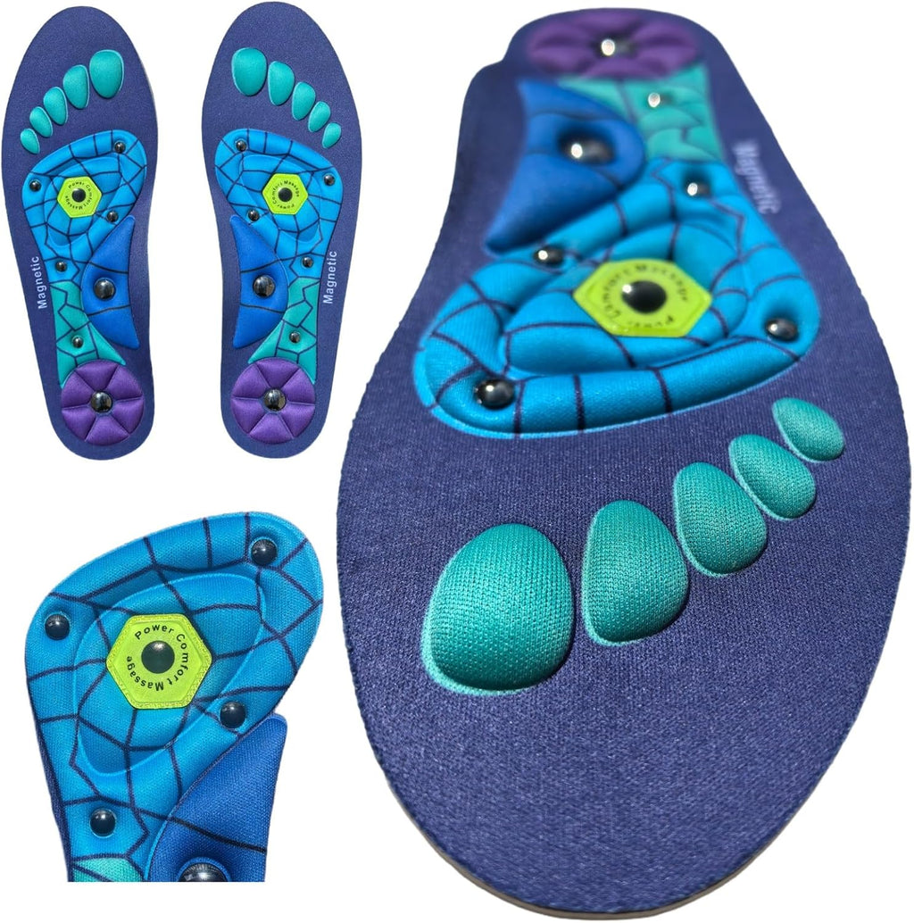 Acupressure Insoles for Men & Women-Magnetic Massage Insoles with Acupoint Therapy, Shock Absorption, Non-Slip, Feet Comfort Support and All-Day Comfort (Blue, S(Men4-7/Women5-8))