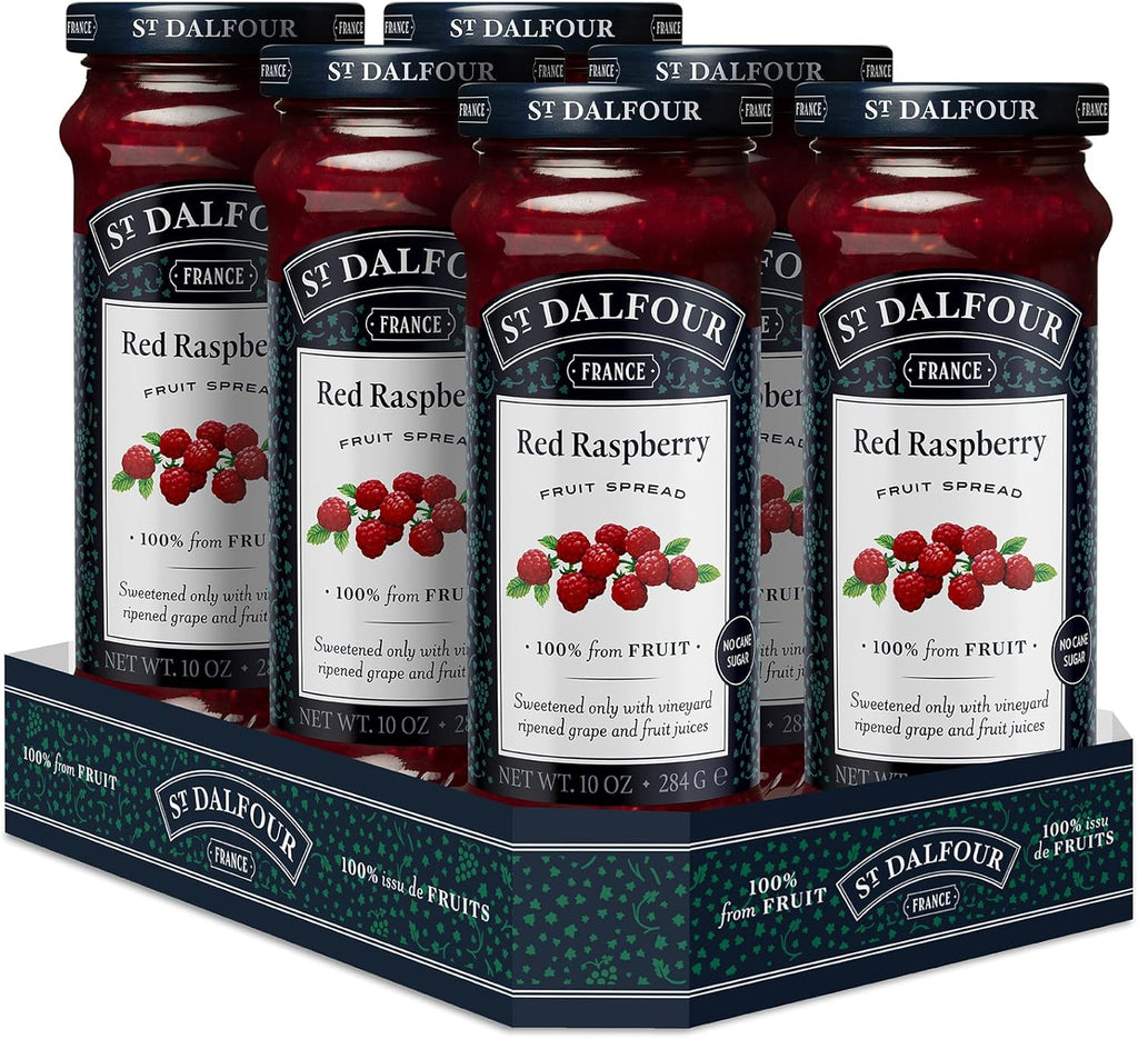 St. Dalfour Red Raspberry Fruit Spread - 10oz - 100% from Fruit, No Artificial Ingredients, Non-GMO, No Cane Sugars, All Natural - Pack of 6