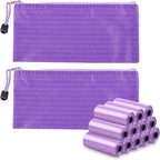 146Pcs Disposal Sanitary Napkin Bags, Purple Feminine Privacy Protection Sanitary Tampons Menstrual Liners Bag, Personal Disposal Hygiene Period Diapers Bag for Women (144pcs with 2pcs Zipper Bags)