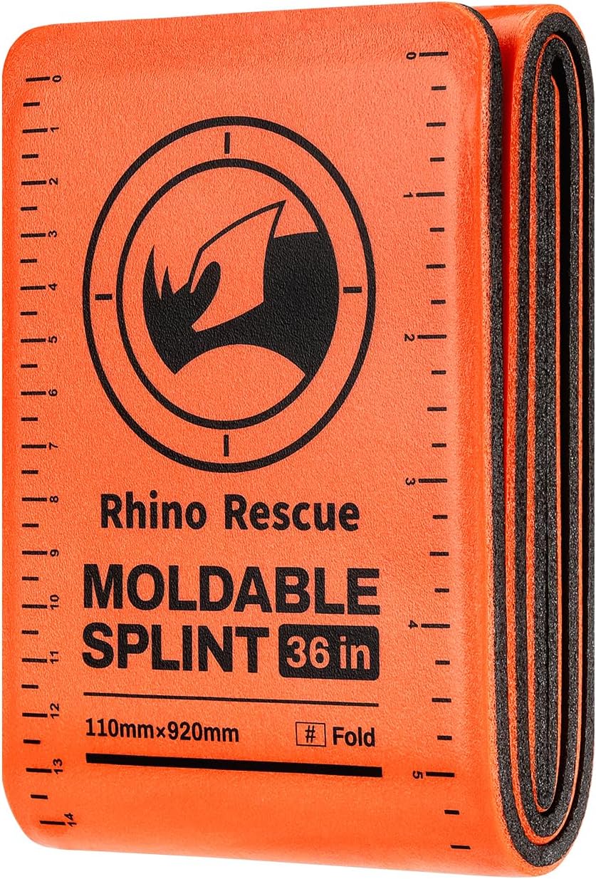 RHINO RESCUE First Aid Splint 36" X 4.3" Orange-Gray, Keep Bones in Position (1, Folded)