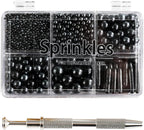 Kasvan Black Mix Sugar Sprinkles - Edible Candy Pearls with 4-Claw Sprinkle Pen,118g/4.16 Oz, Gift Box Pack, Baking Cake Decorations, Ice Cream Toppings and Cookie Decorating (Black)