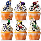 18 PCS Bike Cupcake Toppers For Kids Adult Happy Birthday Bicycle Cycling Sport Theme Cake Decor Dirtbike Birthday Party Decorations Supplies
