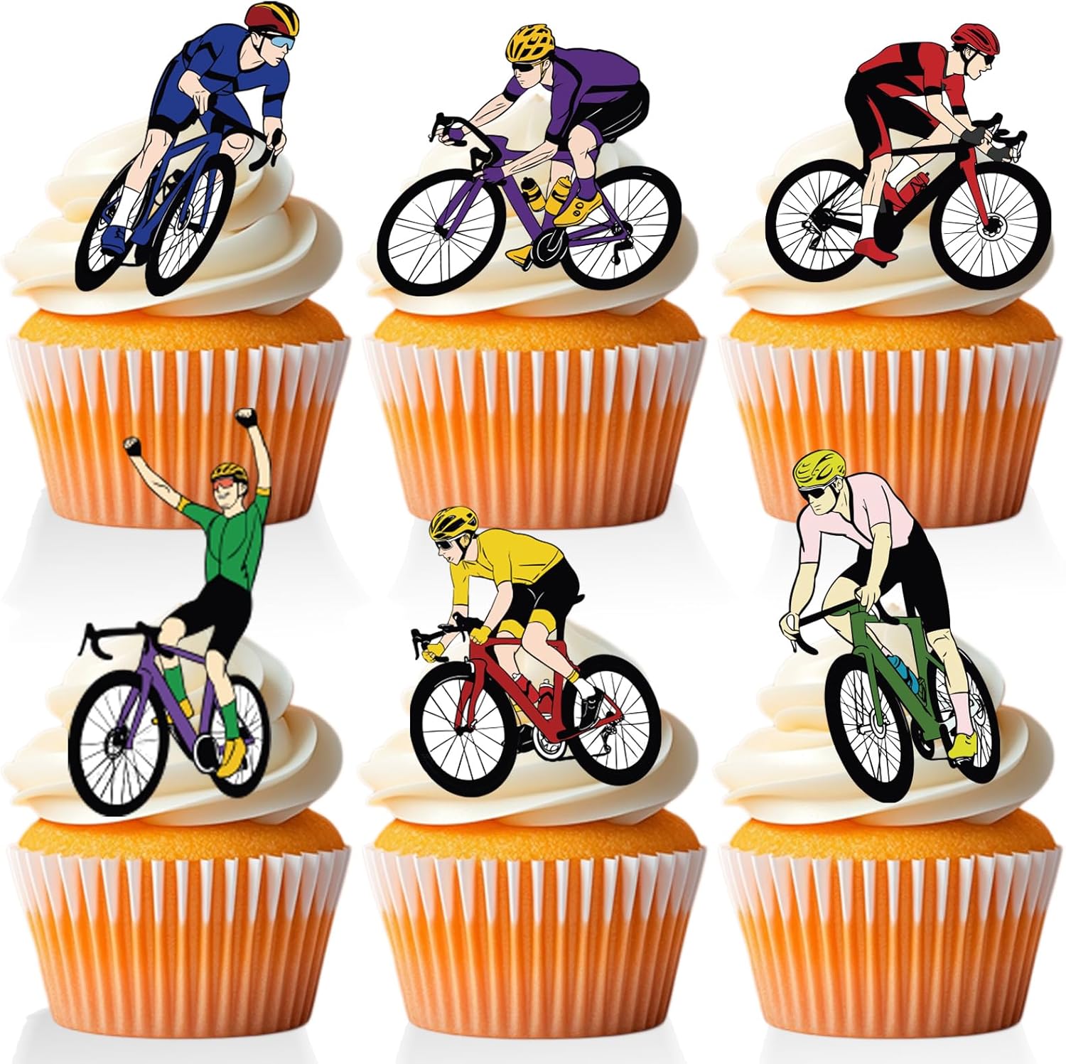 18 PCS Bike Cupcake Toppers For Kids Adult Happy Birthday Bicycle Cycling Sport Theme Cake Decor Dirtbike Birthday Party Decorations Supplies