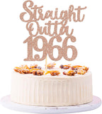 1 Pack 60th Birthday Cake Topper Glitter Straight Outta 1966 Sixty Awesome Since 1966 Cake Pick 60 Fabulous Cake Decorations for 60th Birthday Wedding Anniversary Party Supplies Rosegold