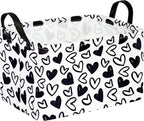 Black Heart Valentine Gift Love Storage Basket Clothes Laundry Storage Box Shelf Bins, Gift Basket Laundry Hamper with Handles