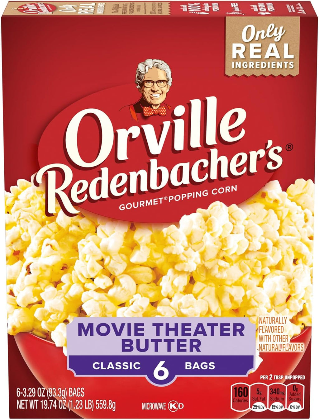 Orville Redenbacher’s Microwave Popcorn, Movie Theater Butter Flavor, 3g Fiber Per Serving, 19.74 Ounce