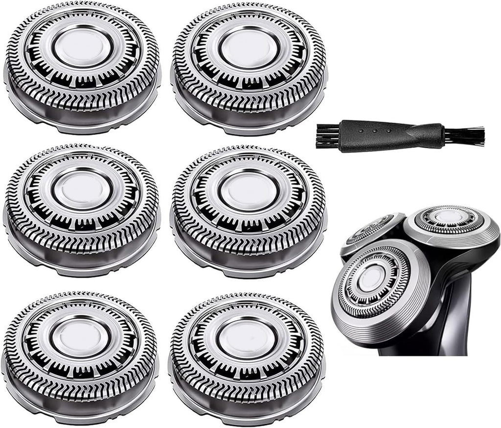SH60 Replacement Heads Compatible with Philips Series 6000 S6xxx, S6880/81, S6810/82, S6850/85,Compatible with Norelco Shaver Cleaning Brush S6xxx Series 6Pcs with Cleaning Brush
