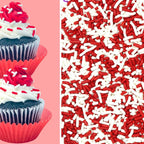 Red and White Valentine Christmas Birthday Cake Pop Cookie Cupcake Cakes Semi-Sweet Edible Confetti Decorations Sprinkles Desert Jimmies Toppers 6oz