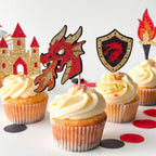 Confetti! 12PCS Dragon Cupcake Toppers – Glitter Medieval Fantasy Birthday Decorations, Enchanted Forest Fairy Tale Party Supplies for Kids & Adults (Cupcake Toppers)