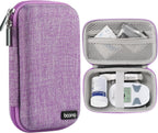Diabetes Travel Case EVA Hard Shell Diabetic Supplies Bag Organizer for Blood Sugar Testing Kit, Glucose Monitor Kit with Meter, Glucose Test Strips, Lancets, Lancing Device, Alcohol Wipe (Purple)