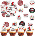 36PCS Edible My 1st Christmas Cupcake Toppers Wafer Paper Santa Baby Cupcake Toppers Christmas Cake Picks for Xmas Theme Party Baby Shower Birthday Supplies