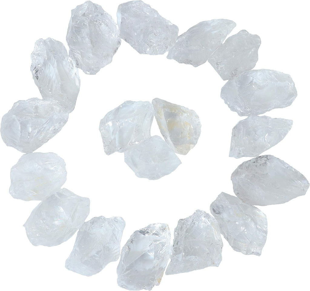 Clear Quartz Rough Gemstones, Raw Stones and Crystals For Jewelry Making, Tumbling, Polishing, Cabbing, Lapidary, Fountain Rocks, Decoration, Wire Wrapping, Gem Mining, Reiki Healing 1 lb