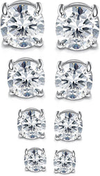 Jstyle 4-7MM Magnetic Earrings for Men Women Shiny Round Cubic Zirconia Stud Earrings for Non-Pierced Ears Hypoallergenic Stainless Steel Fake Earrings Not Easy to Fall off