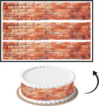 3 pcs Red Rustic Brick Wall Cake Strips Edible birthday cake strips, cake side borders, Icing Sheets 2.7X11.8