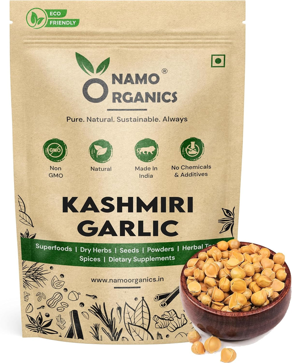 Namo Organics - Kashmiri garlic Lehsun - 150 gm | 100% Natural Organic Single Clove] | Dried Snow Mountain | Allium Sativum
