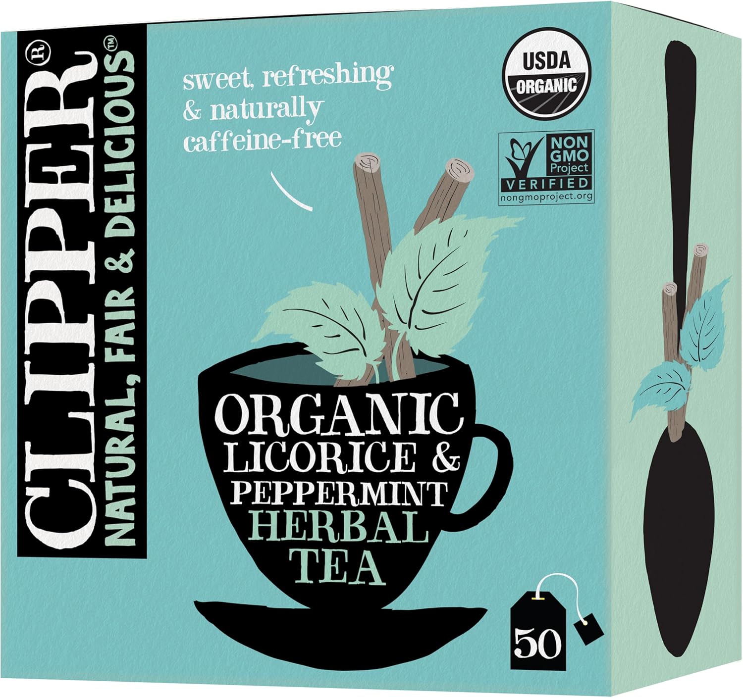 Clipper Tea Peppermint & Licorice Teabags – Caffeine Free, USDA Organic, Great Hot or Iced – Sweet, Refreshing, Natural, Fair & Delicious Sweet – 50 Tea Bags