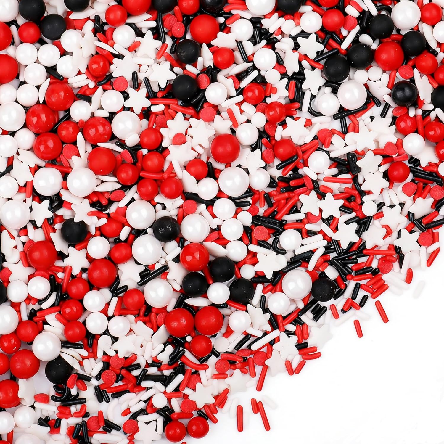 Red White and Black Sprinkles for Cake Decorating, Edible Sprinkle Mix, Perfect for Cake Decorations, Baking, Ice Cream, Cookies, Cupcake Toppers
