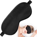 Silk Sleep Mask,1 Pack Soft Eye Mask with Elastic Strap,Eye Cover Soft Satin Blindfold Elastic Strap Night Eyeshade Travel Nap for Women Men (Black)