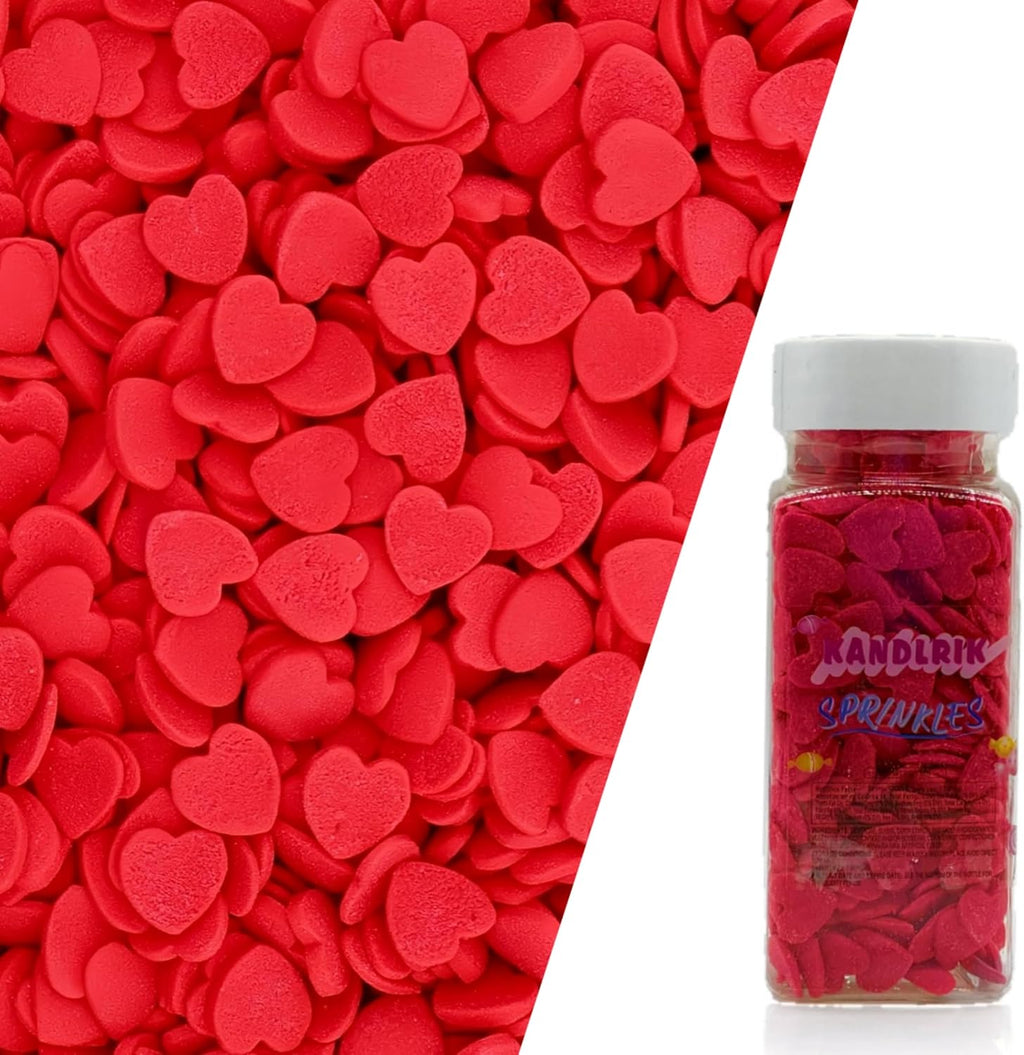 Red Heart Confetti Sprinkles Edible Heart Cake Decorating Cake Decorations Cupcake Toppers Cookie Decorating Perfect for Cakes, Cupcakes, Desserts Toppings 3OZ