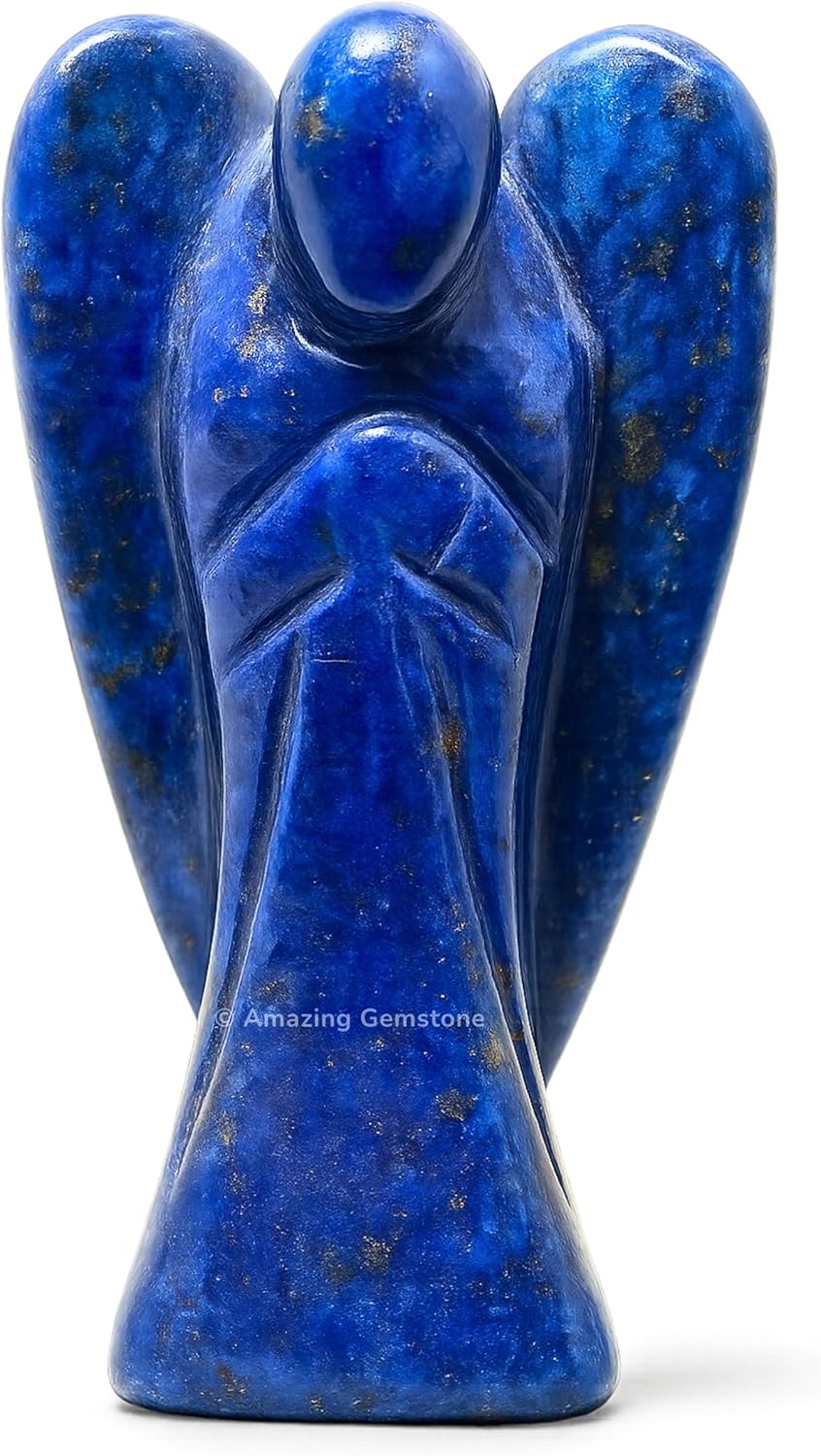 Amazing Gemstone Lapis Lazuli Angel - Lapis Lazuli Crystal Angel and Pocket Guardian Angel Crystal Figurines (3 inches)