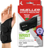 MUELLER Sports Medicine Green Fitted Wrist Brace for Men and Women, Wrist Pain Relief Support, Ideal for Carpal Tunnel, Tendonitis, Arthritis, Right Hand, Black, Small/Medium