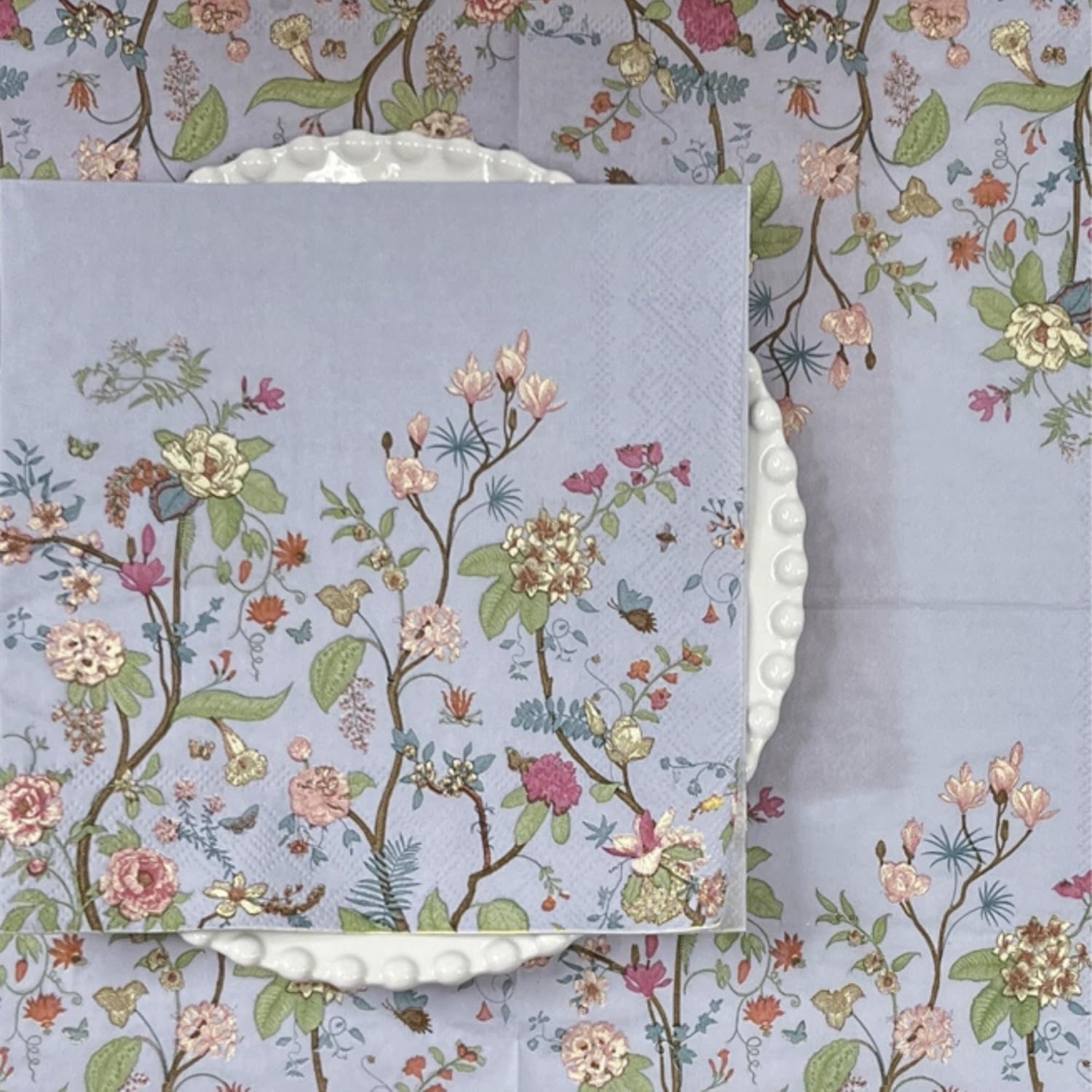 Floral Dinner Napkins Disposable Paper Placemats Decorative Paper Napkins Dinner Luncheon Square 6.5x6.5 inch/2-Ply for Party Event Banquet Guest Towel Hotel Restaurant (20-Count)