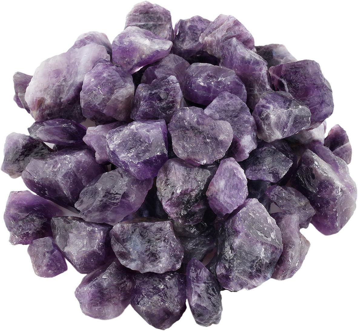SUNYIK Natural Raw Stones Rough Rock Crystals for Tumbling,Cabbing,Amethyst Quartz,1pound(about 460 gram)