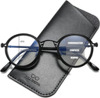 JOLLYNOVA Retro Multifocal Reading Glasses for Women Men, Metal Round Blue Light Computer Readers (Black & Progressive（Top is 0）, 2.5, x)