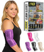 BLITZU Elbow Compression Sleeve for Tendonitis 2 Pack, Tennis Elbow Brace Support for Men and Women Golfers Elbow Pain Relief, Arthritis, Bursitis, Arm Brace for Workout, Weightlifting Purple M