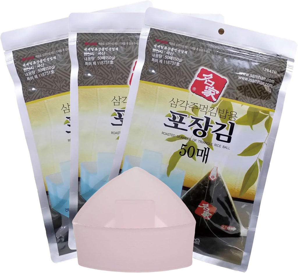 Myungga 50 Sheets Onigiri Rice Ball Seaweed Wrappers × 3pack +Making Mold 1