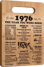 50th Birthday Gifts for Women Men, 1976 Birthday Gifts for Her Him, 50 Years Old Gifts, 50th Birthday Gift Ideas, 50th Birthday Decorations for Women Men, Back in 1976 Cutting Board Gifts