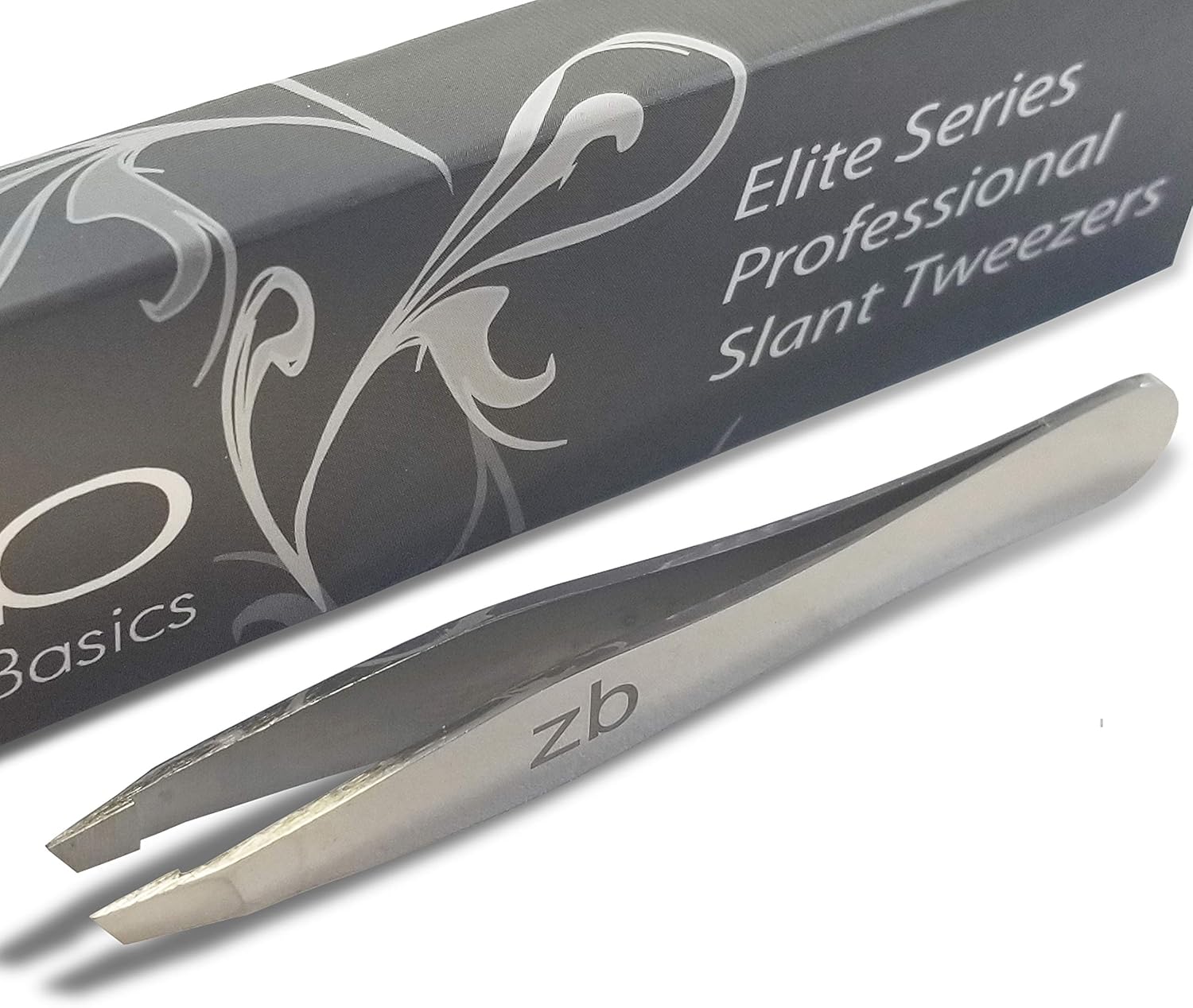 Zizzili Basics Elite Series Slant Tweezers - Surgical Grade Stainless Steel for Professionals (Mirror Polish)