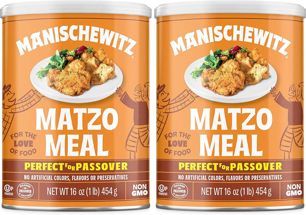 Manischewitz Matzo Meal, 16 oz Resealable Canister, (2 Pack - Total 2lbs) Kosher for Passover