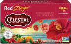 Celestial Seasonings Hibiscus Tea, Red Zinger Herbal Tea, Caffeine Free, 20 Tea Bags