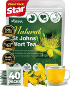 WOTIHA St John's Wort Tea Bags (40 Count) - Premium Dried Saint John’s Wort Herb for Calm & Relaxation - Natural Herbal Tea for Positive Spirit & Wellness - Non-GMO, Caffeine-Free - (Hypericum Perfor