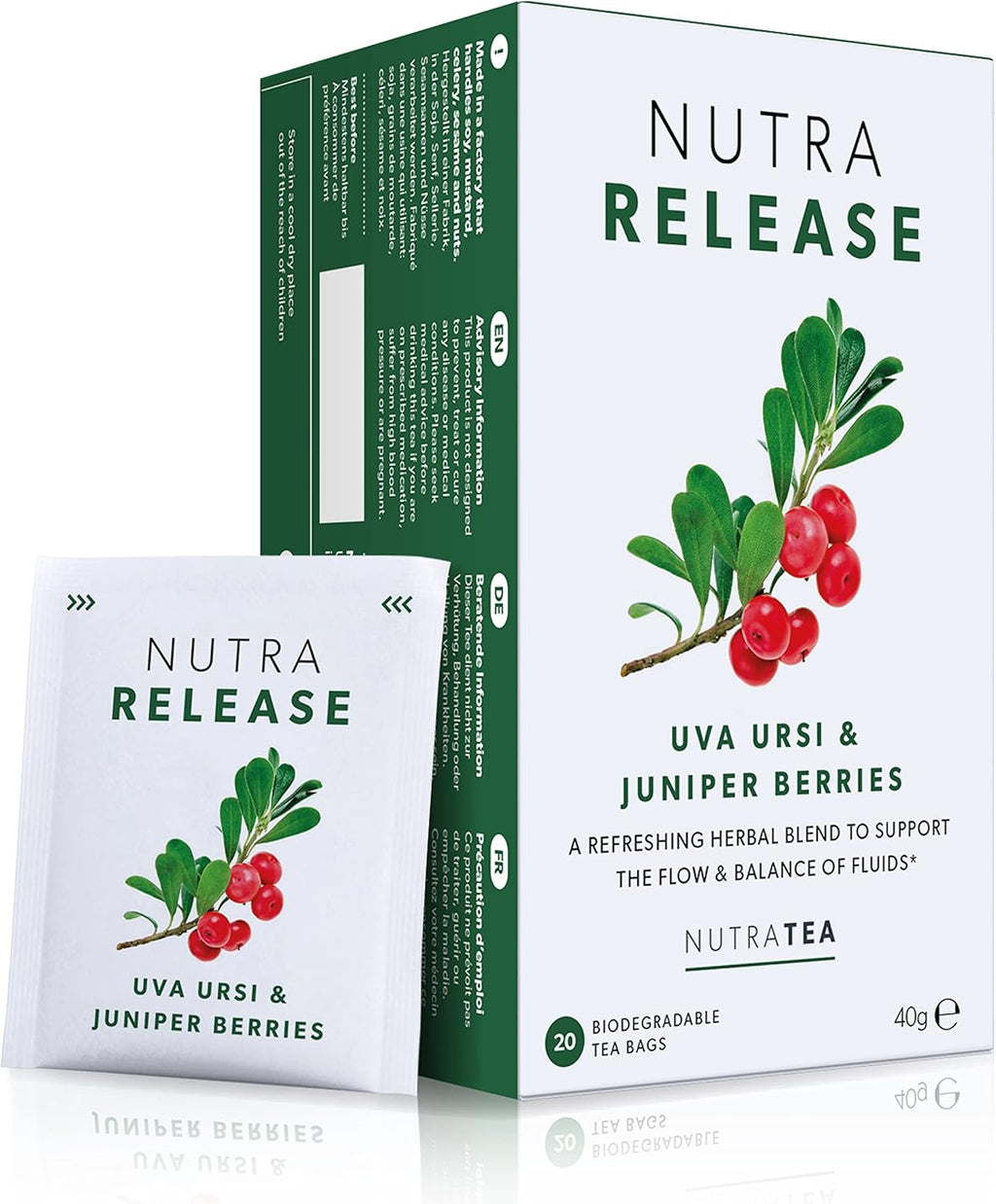NUTRARELEASE - Kidney Tea | Bloated Stomach Tea – Includes Uva Ursi, Dandelion & Nettle - Assist With Water Retention & Digestion - 20 Enveloped Tea Bags - by Nutra Tea - Herbal Tea