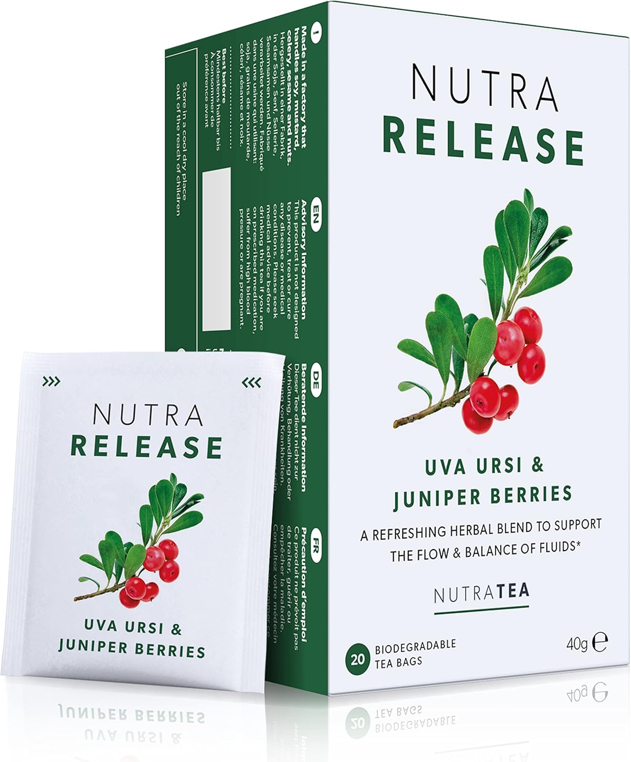 NUTRARELEASE - Kidney Tea | Bloated Stomach Tea – Includes Uva Ursi, Dandelion & Nettle - Assist With Water Retention & Digestion - 20 Enveloped Tea Bags - by Nutra Tea - Herbal Tea