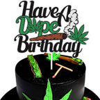 Have a Dope Birthday Cake Topper Green Glitter Pot Leaf Weed Leaves Happy Birthday Cake Decoration Marijuana Dope 420 Birthday Party Supplies for Man Women
