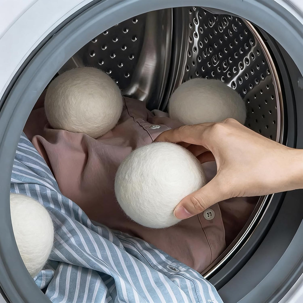 2.36inch 3-Pack Beige Natural Wool Dryer Balls Fabric Softening Alternative Faster Drying and Energy Saving Gentle Care for Home Travel