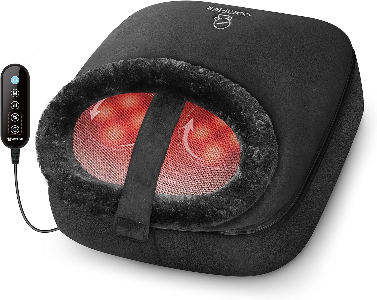 COMFIER Foot Massager with Heat, Electric Foot Warmer, Shiatsu Feet Massager Machine for Plantar Fasciitis,Neuropathy, 2-in-1 Foot & Back Massager, Foot Heater, for Women,Men