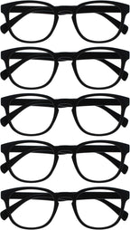 OPULIZE POP Reading Glasses for Women Men,Scratch Resistant Round Matt Frame with Spring Hinges, Black +3.00 (Pack of 5)