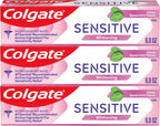 Colgate Whitening Toothpaste for Sensitive Teeth, Enamel Repair and Cavity Protection, Fresh Mint Gel, 6 Oz (Pack of 3)