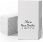 White Dinner Napkins Disposable 8" x 4" Folded - 40 Pcs 2 Ply White Napkins Disposable Paper Guest Towels for Bathrooms, Dinners, Everyday Parties & Party Supplies